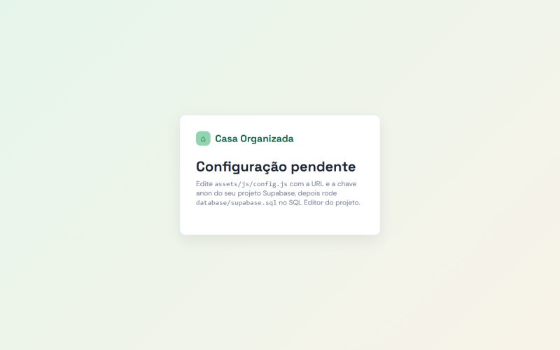 Captura de tela do projeto Casa Organizada